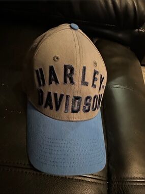 Harley-Davidson Two-Tone Tan and Light Blue Baseball Hat